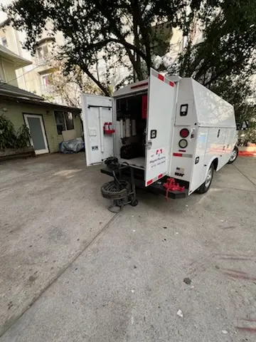 Magnet Plumbing service vehicle on-site for Sewer Line Repair in Encino Park